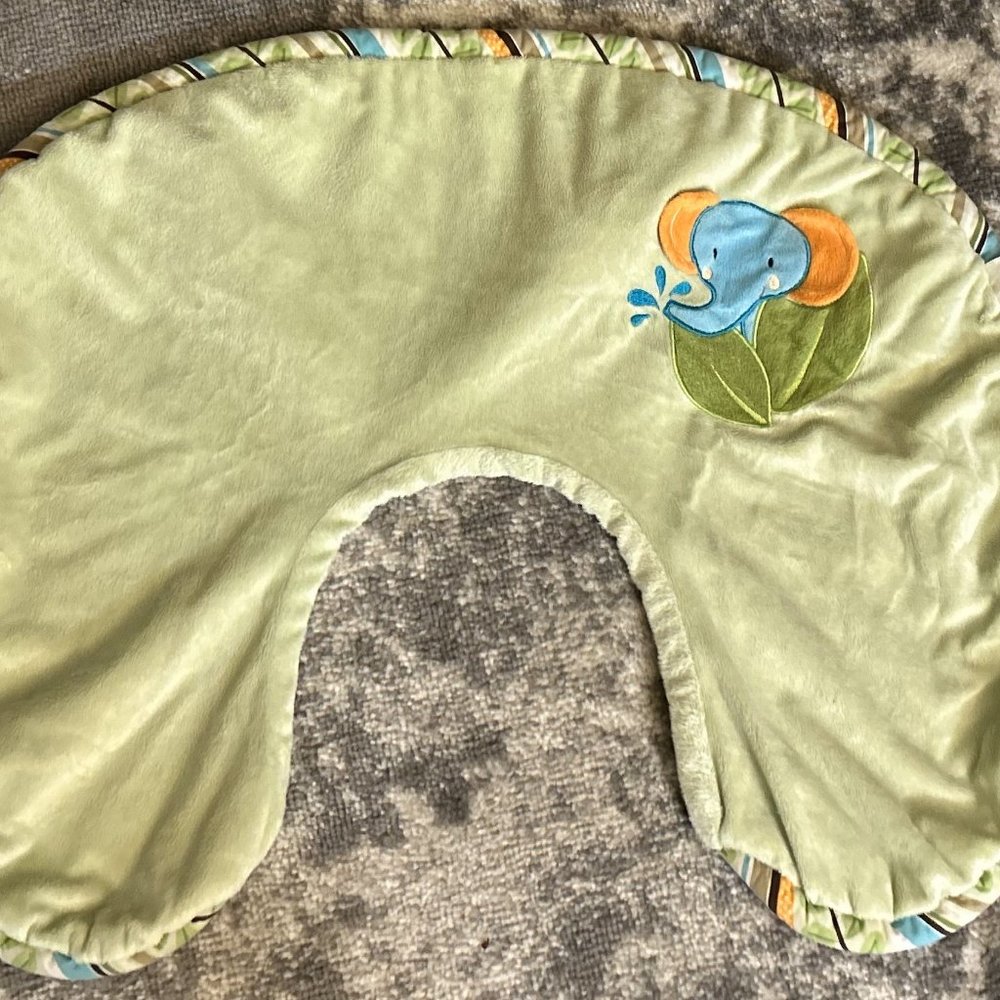 Boppy Brand Unisex Nursing Pillow Cover Green Elephant Theme One SIze
